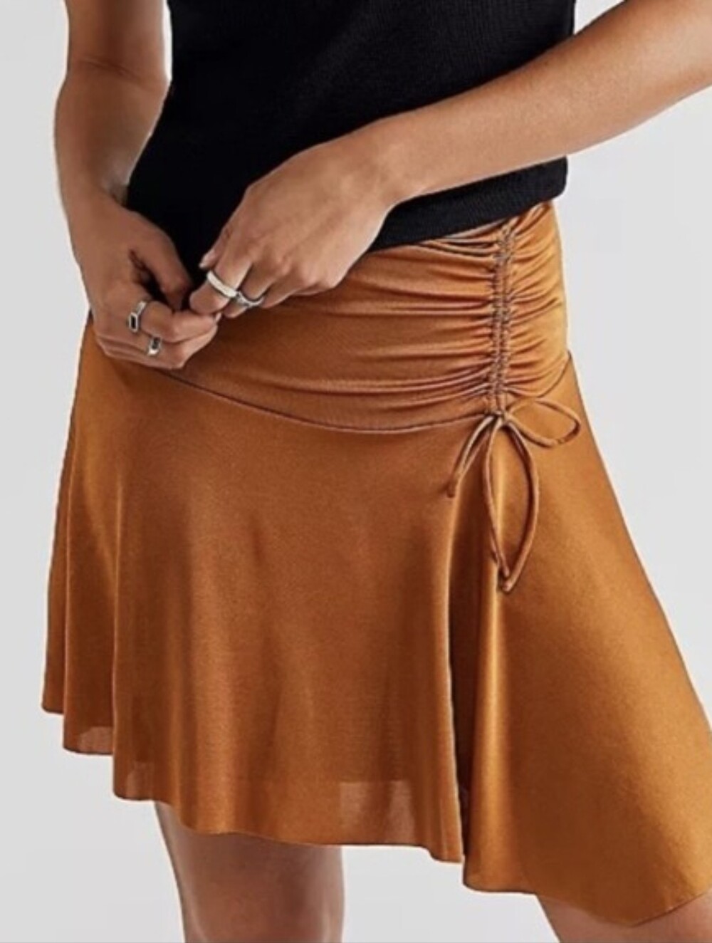 Free People Golden Cooper Ruched Waist Skirt